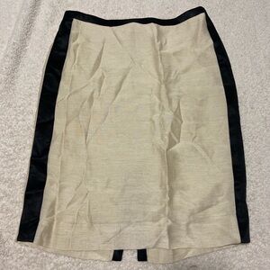 J.Crew Womens cream tan black silk linen pencil midi skirt size 2